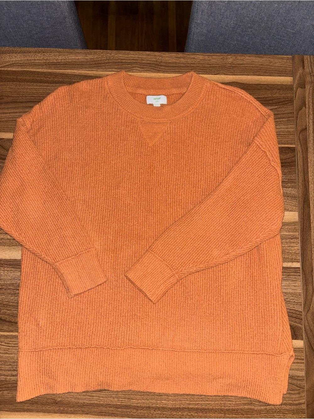 Aerie Burnt Orange Ribbed Oversized Crew Neck Sweater